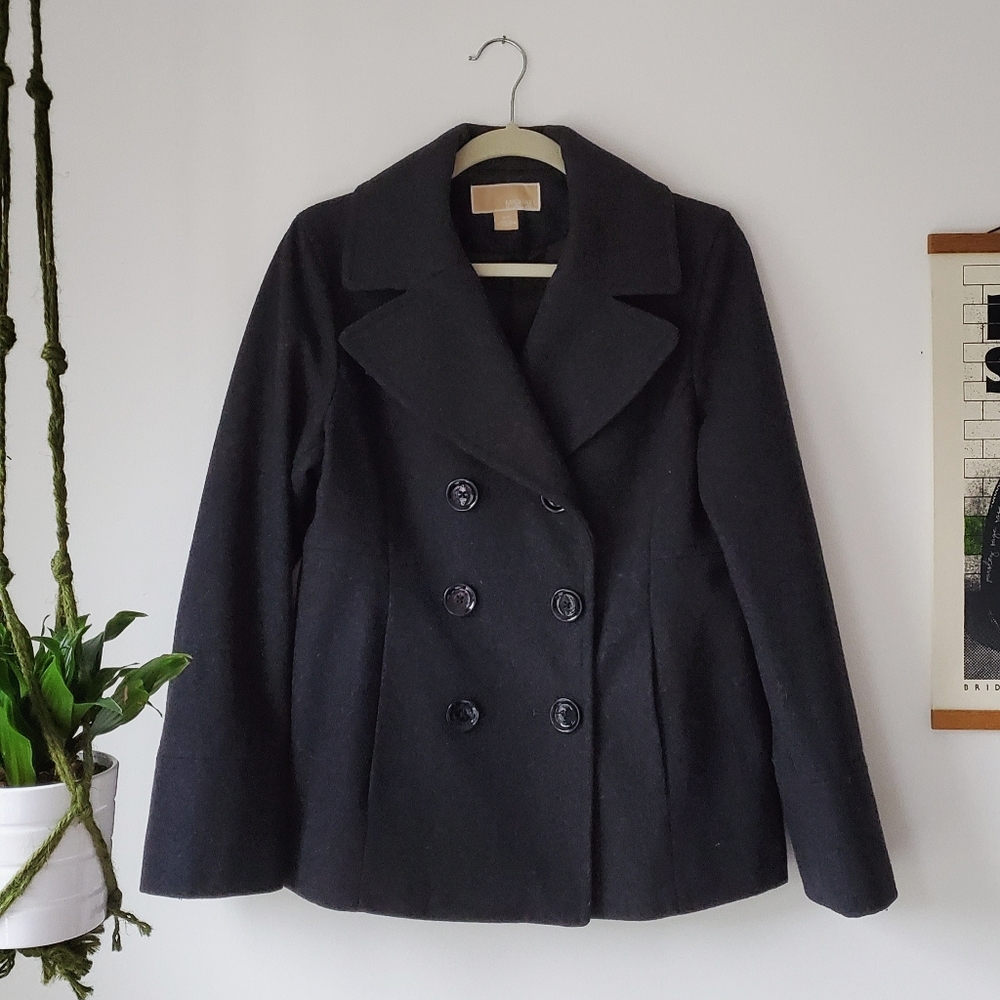 Michael Kors 6 button Charcoal Gray Pea Coat